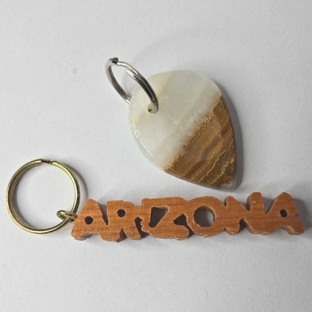Arizona Wooden Keychain and Stone Pendant Keychain